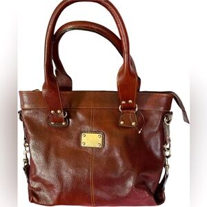 Genuine leather dark brown handbag vintage EUC